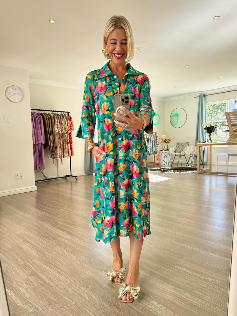 Raglan Shirt Dress - Magic Garden print