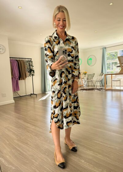 Raglan Shirt Dress - Long sleeves Tie Dye Animal print