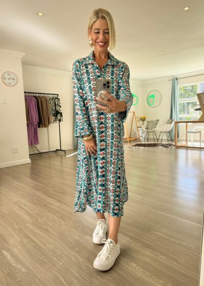 Raglan Shirt Dress - Long sleeves Tribal Print