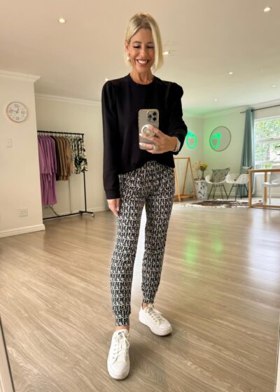 Joggers - B/W/G Checkerboard Print