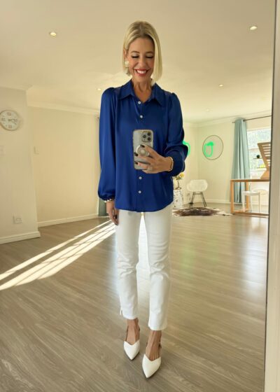 Collar Shirt with gauging - Sapphire