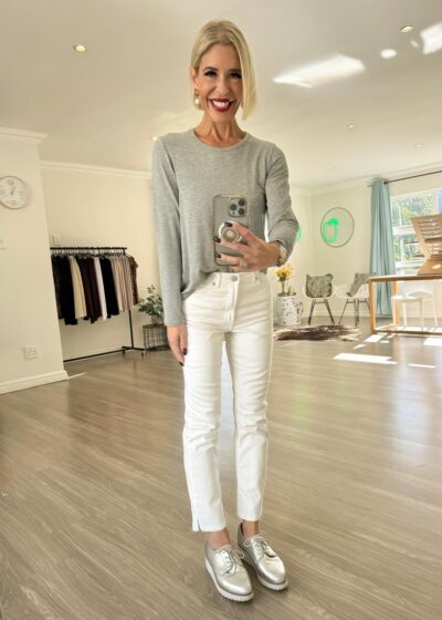Round Neck Tee - Light Grey Melange