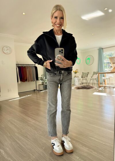 Zip Sweater Jacket - Charcoal Black Velour
